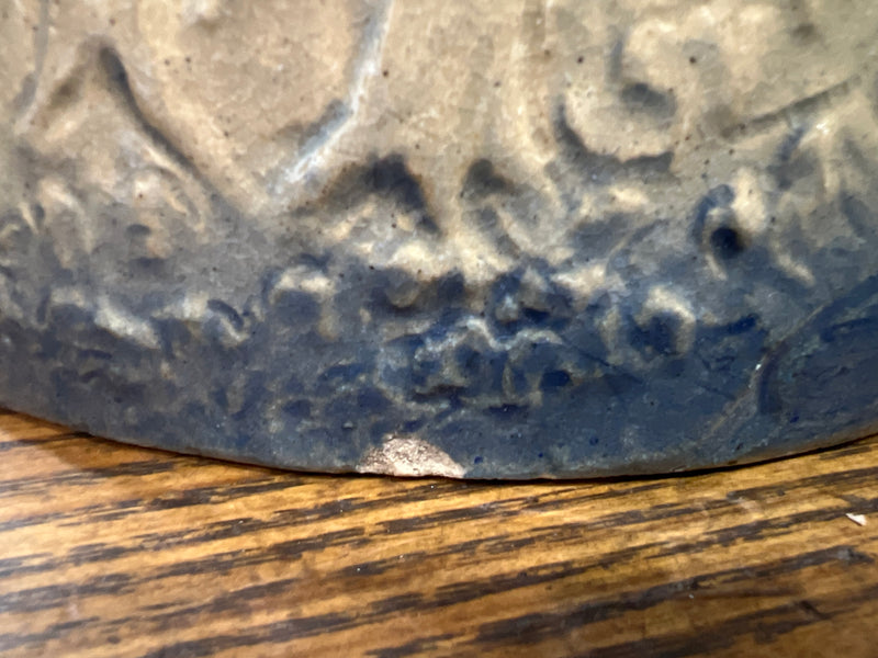 Antique Stoneware Cobalt Blue + Tan Glaze Bread Crock