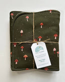 Mushrooms on Green Burp Cloth, set of 2