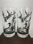 Vintage Lynn Bogue Hunt Game Bird High Ball Glasses Set of 2 - Mallards