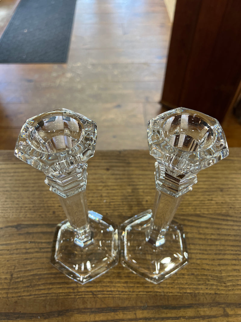 Vintage Pair of 10” Crystal Candle Holders