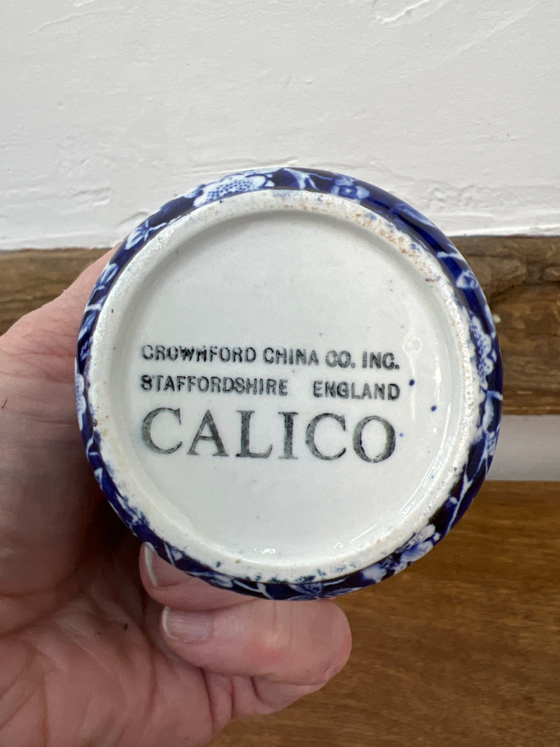 Vintage Crownford Staffordshire Blue Calico Creamer