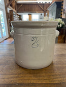 Antique Stoneware Crock - 2 Gallon with Slip Handles