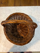 Vintage Woven Wicker Handled Gathering Basket