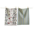 Ski Lift Dishtowel Set of 2 Green Multi Cotton Christmas: Green Multi / 100% cotton / Machine wash cold separately, tumble dry low