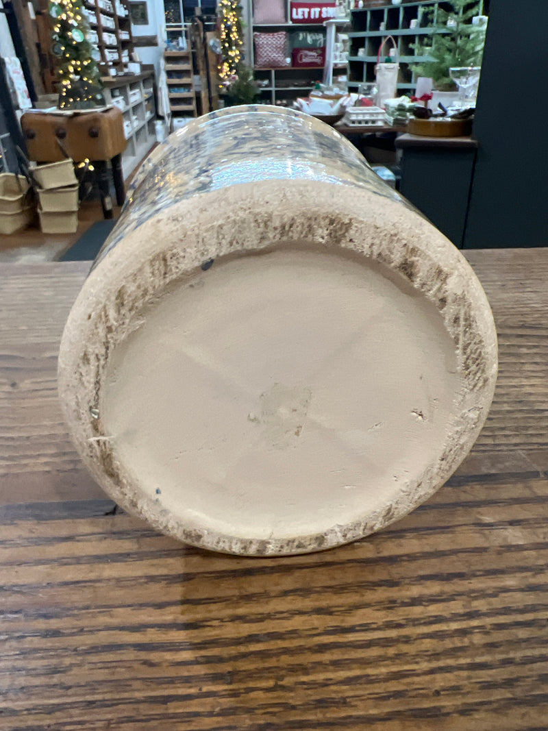 Vintage Blue Spongeware Crock