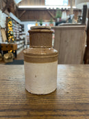Antique Bailey Fulham English Two Tone Stoneware Jar with Stoneware Lid