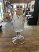 Antique 1880’s Celery Vase Etched Glass with Crane Birds and Bamboo