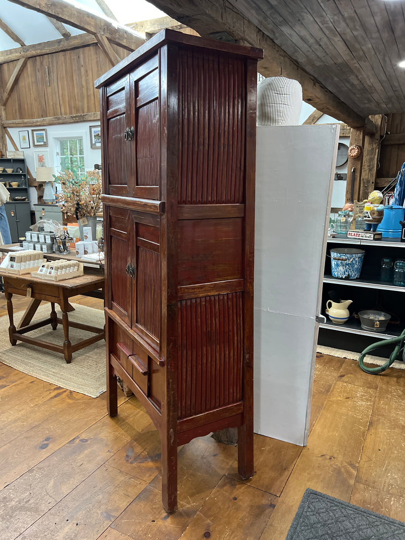 Vintage Old Chinese Six Split Bamboo Door Cabinet