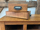 Antique Oak Apothecary Cabinet with 25 Drawers and Milk Glass Labels