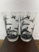Vintage Lynn Bogue Hunt Game Bird High Ball Glasses Set of 2 - Mallards