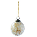 Recycled Confetti Glass Ball Ornament, White & Gold Finish