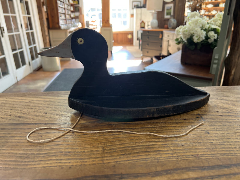 Vintage Hand Painted Silhouette Wood Working Weighted Duck Decoy