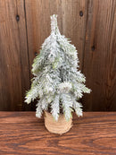 Faux Cedar/Pine Tree w/ Faux Wood Base, Snow/Frost Finish, 4 Styles