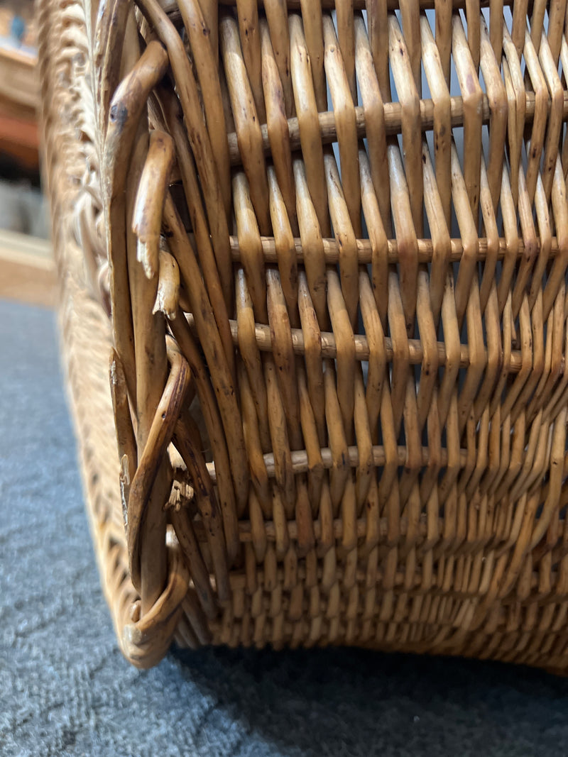 Vintage Rectangle Wicker  Basket Double Handled