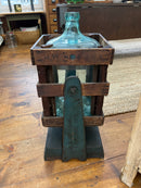 Antique Embossed 5 Gallon Rock Spring Water Co. Bottle and Fred C White Shipping/Transporting Wooden Crate with Tilt Rack Frame