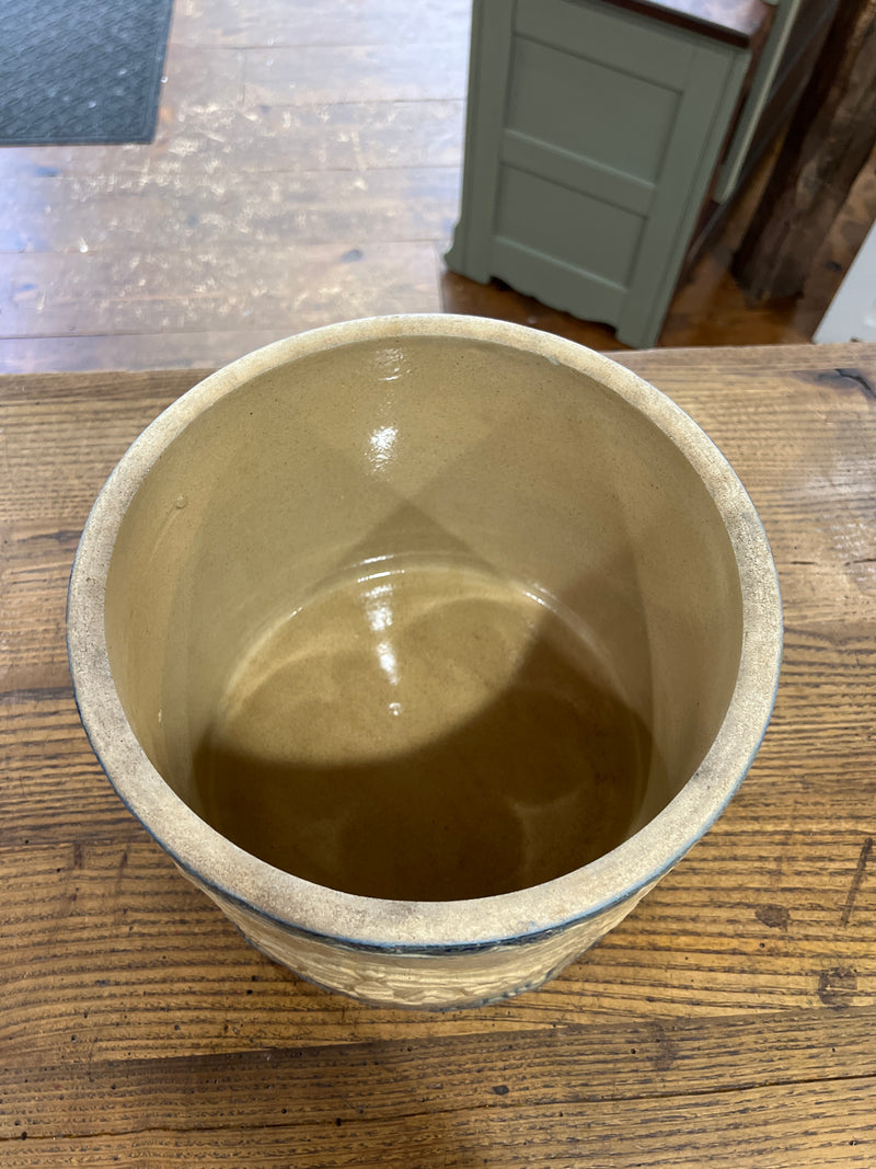 Antique Stoneware Cobalt Blue + Tan Glaze Bread Crock
