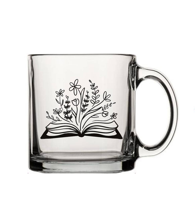 Botanical Library 13oz Glass Tea Coffee Mug Artist Designed