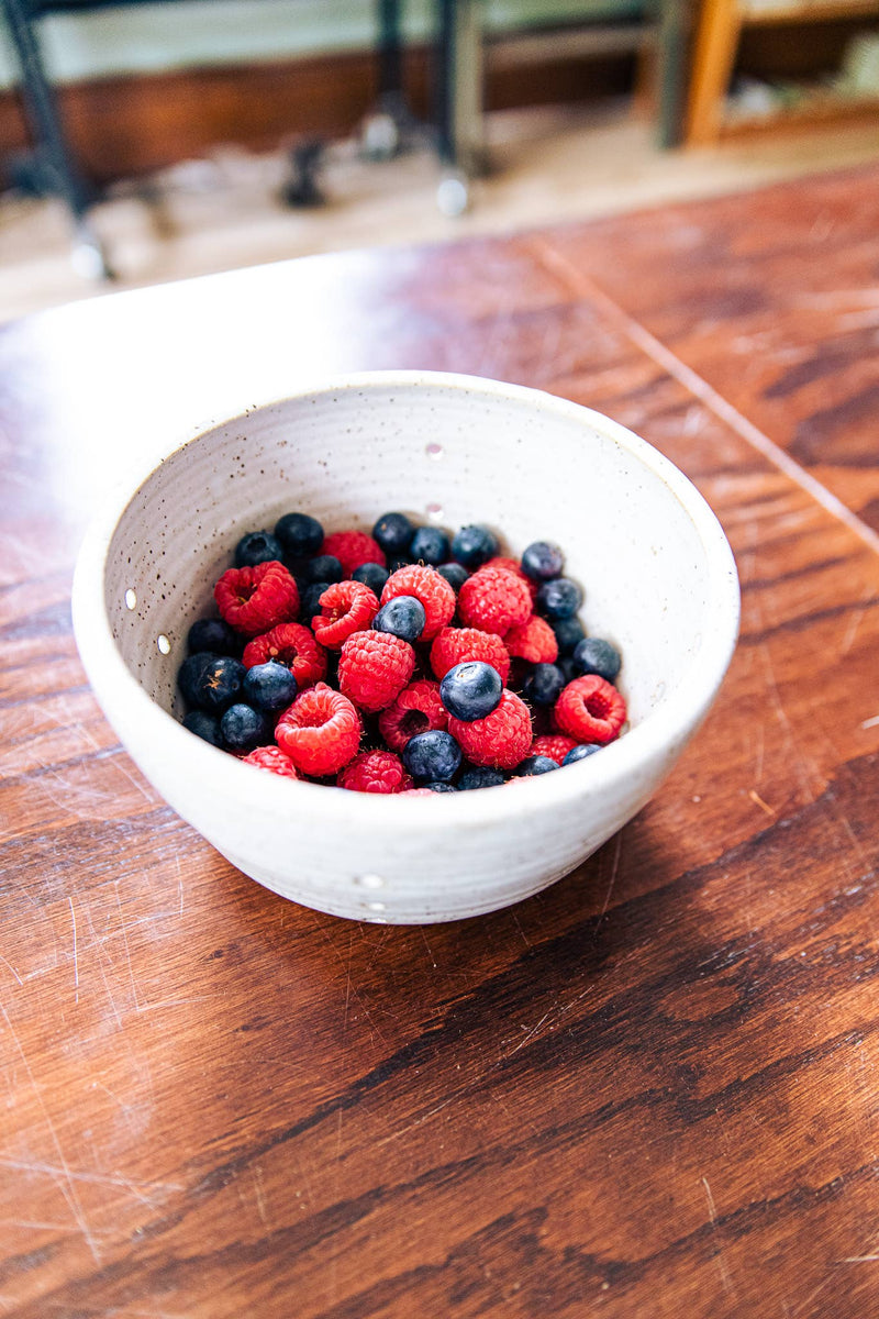 East Wheeling Clayworks Berry Bowl: White Speckled Only