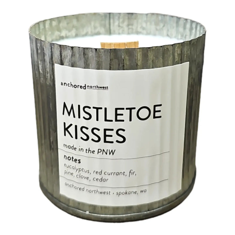 Mistletoe Kisses Rustic Vintage Farmhouse Wood Wick Candle - Christmas