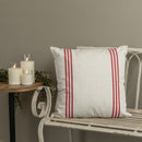 CREAM PILLOW W/ RED STRIPE 22"