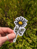 Iron-on patch | daisy flower - 4" x 1.8": Patch attached to backer card