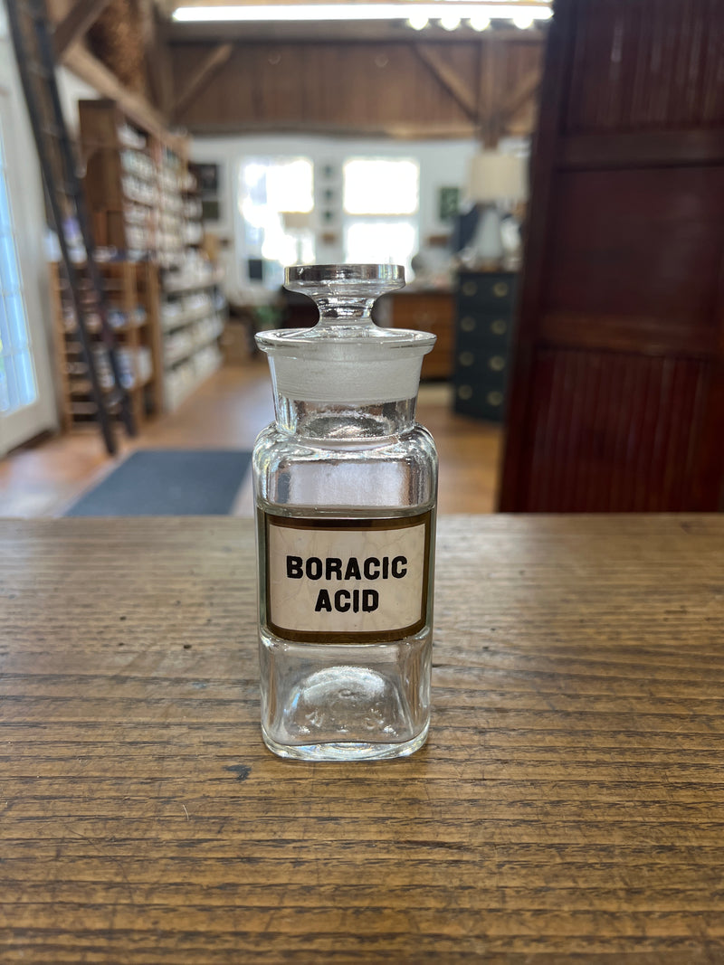 Antique Apothecary Glass Over Label Pharmacy Bottle-Boracic Acid