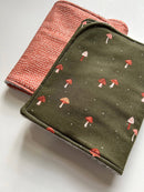 Mushrooms on Green Burp Cloth, set of 2