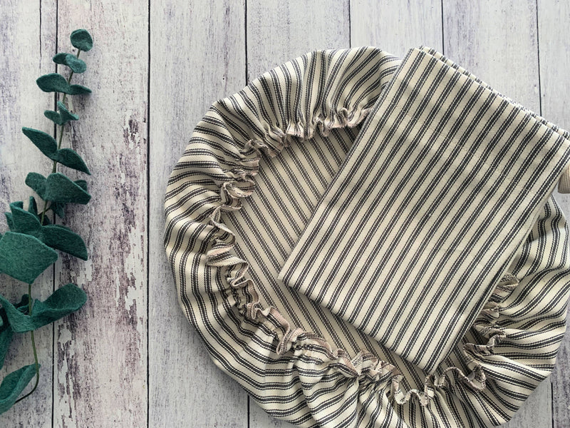 Bread Makers Set in Ticking Stripes: Grey