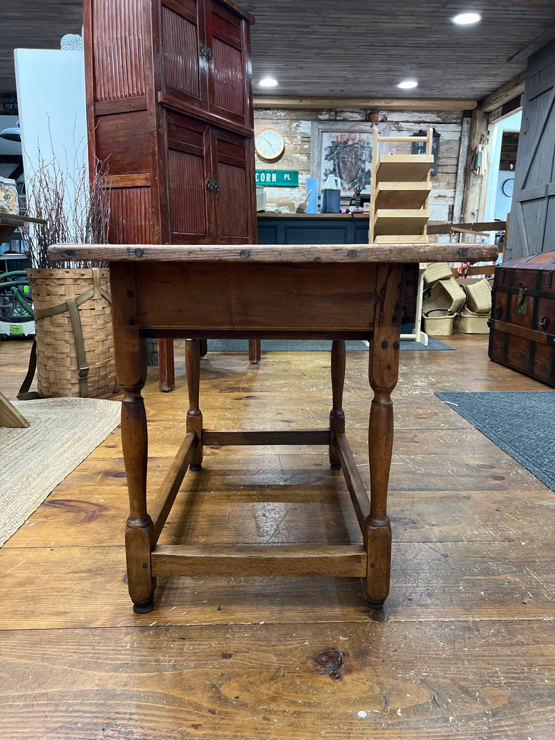 Antique Primitive Pine and Maple Tavern Table