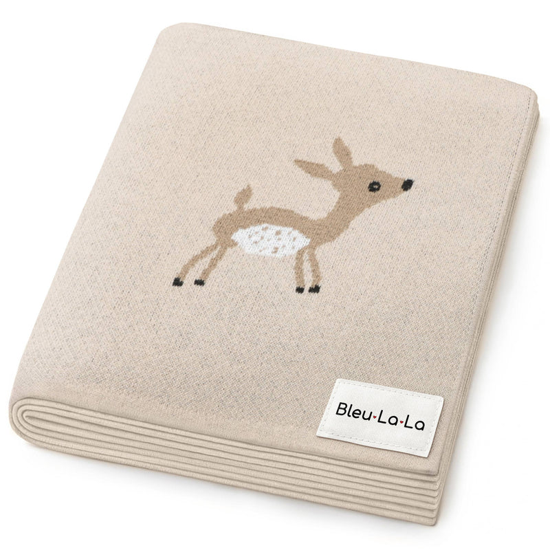 100% Luxury Cotton Receiving Swaddle Baby Blanket - Deer: Sage