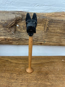 Vintage Carved Wood Figural Scottie Dog Head Tobacco Pipe Tamper