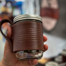 Leather Wrapped Mason Jar Drinking Glass- USA Flag