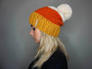 The Candy Corn Beanie- Halloween Hand Knit Hat