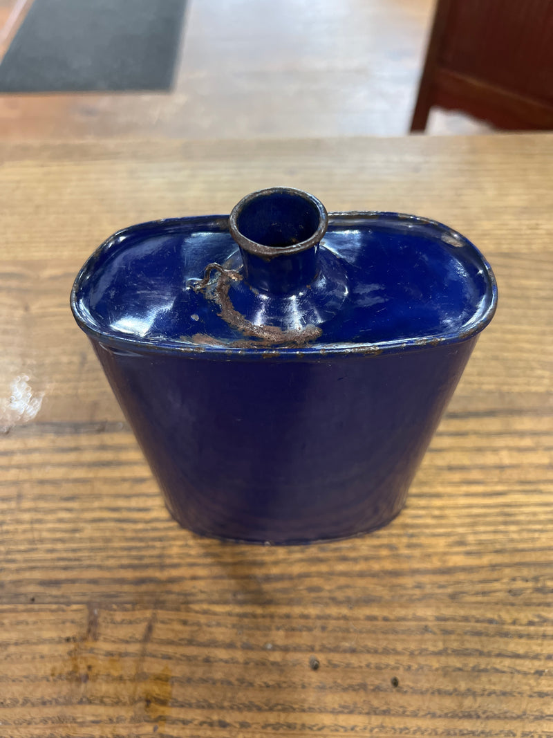 Vintage European Cobalt Blue Enamel Water Canteen