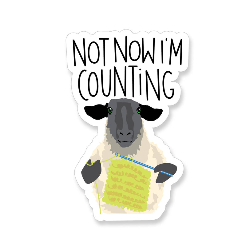 Not Now I'm Counting Crocheting Sheep Vinyl Sticker