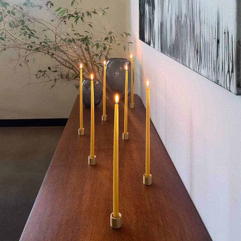 NEW: Hand-Dipped Thin Beeswax Tapers: Raw