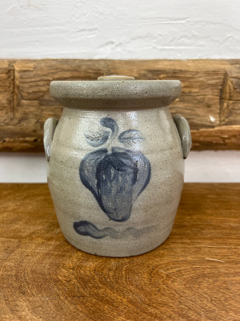 Vintage Rowe Pottery Crock with Strawberry