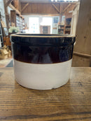 Vintage Two Tone Brown + Cream Stoneware Crock