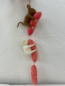 Handmade Wool Felt Mice on Sausage/Cheese Ornament, 2 Styles