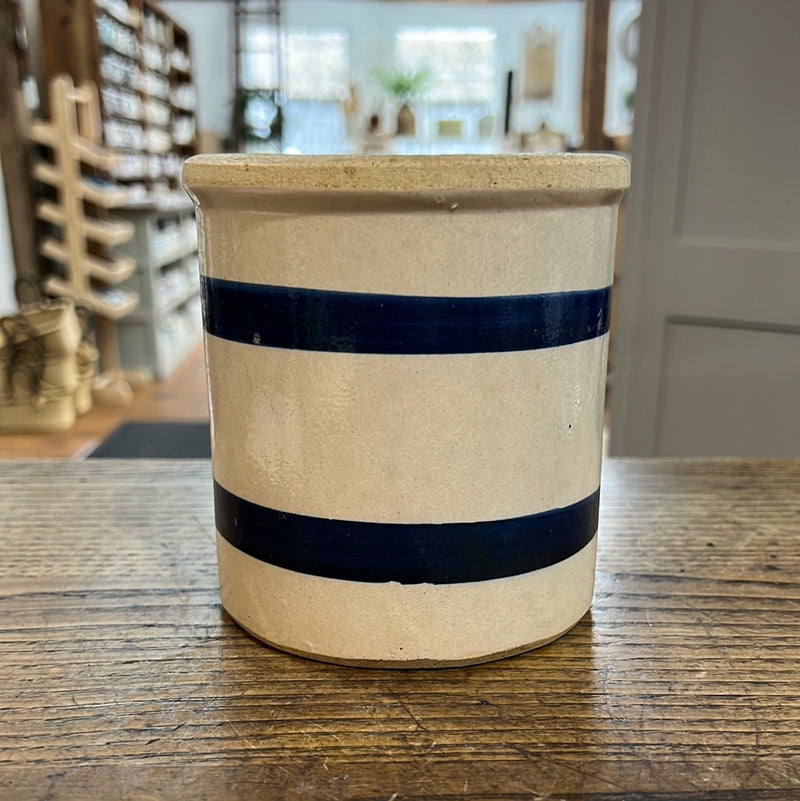 Vintage Blue Striped Crock