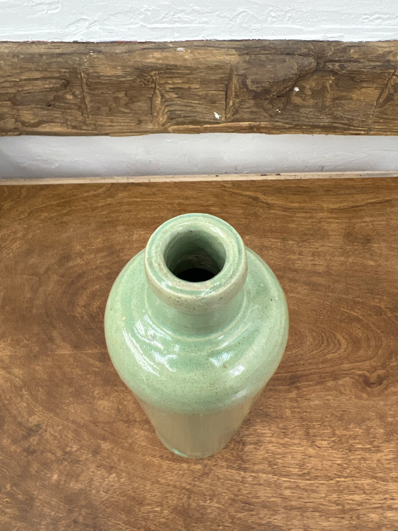 Vintage Green Glazed Stoneware Bottle