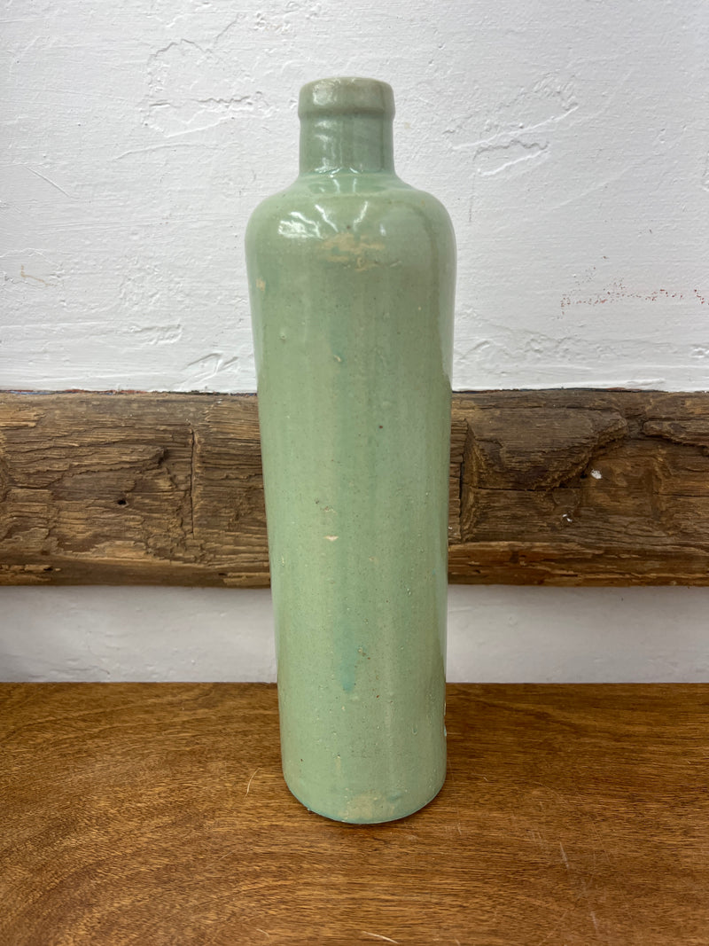 Vintage Green Glazed Stoneware Bottle