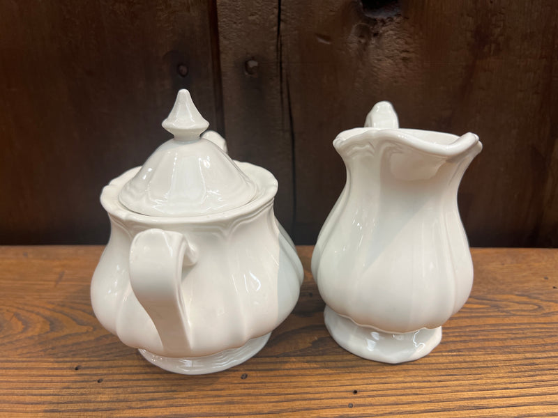 Vintage Red Cliff Ironstone Heirloom Sugar Bowl and Creamer Set
