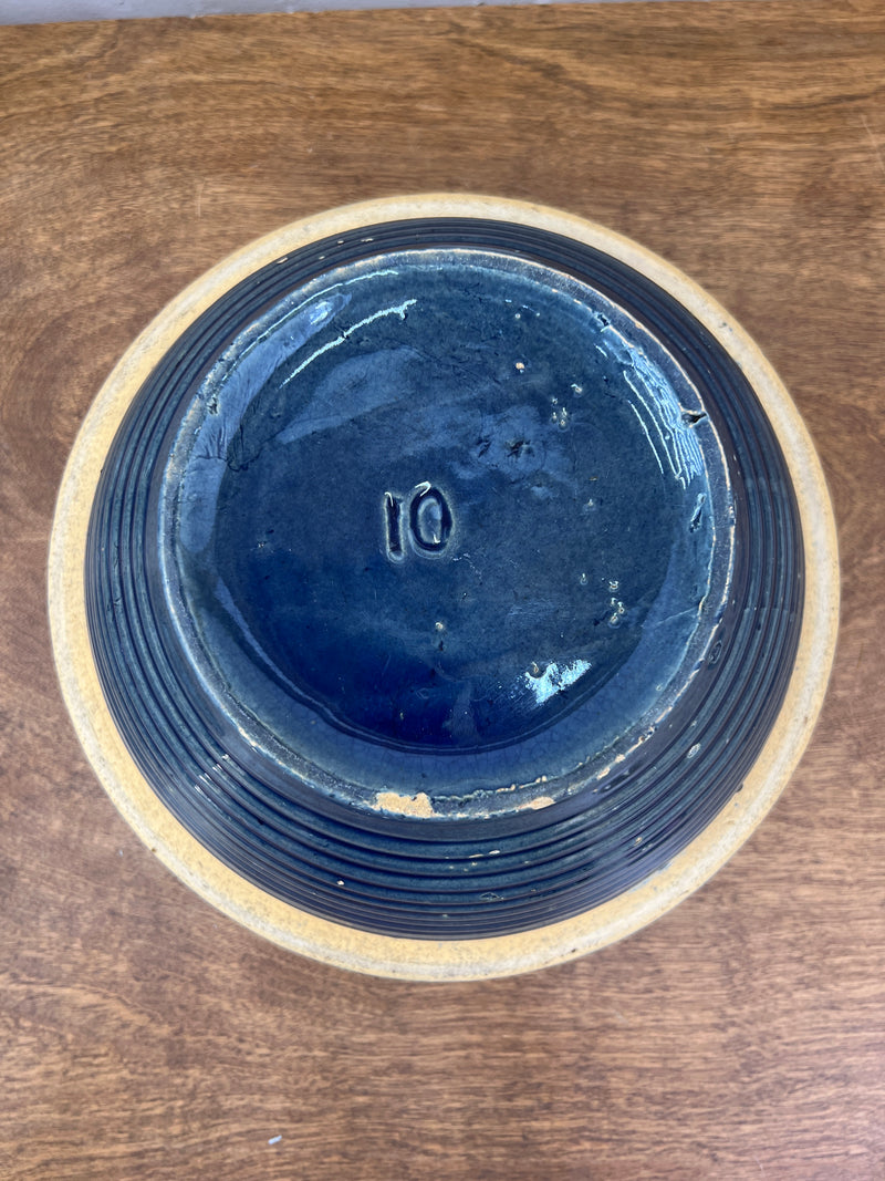 Vintage Stoneware Blue Glazed 10" Mixing Bowl