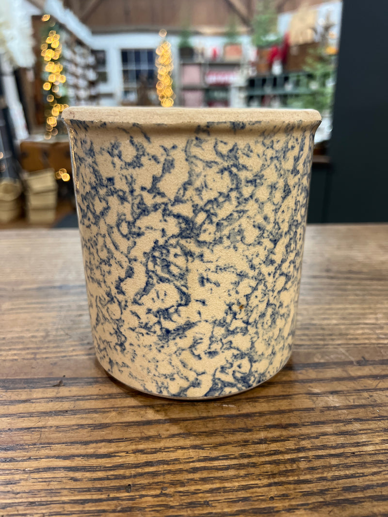 Vintage Blue Spongeware Crock