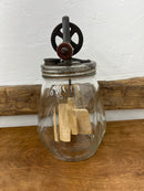 Antique Dazey No. 4 Glass Butter Churn with Wooden Paddles