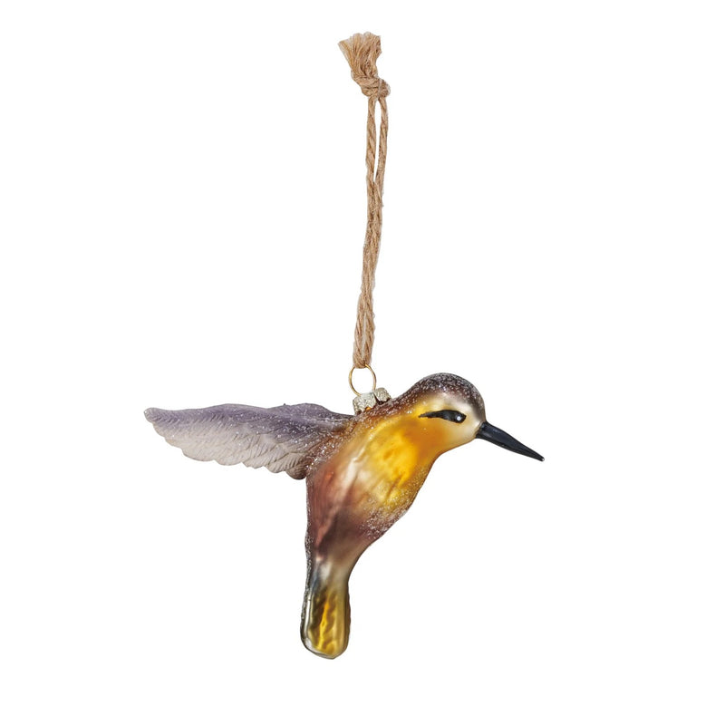 Hand-Painted Glass & Resin Hummingbird Ornament w/ Glitter