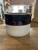 Vintage Two Tone Brown + Cream Stoneware Crock