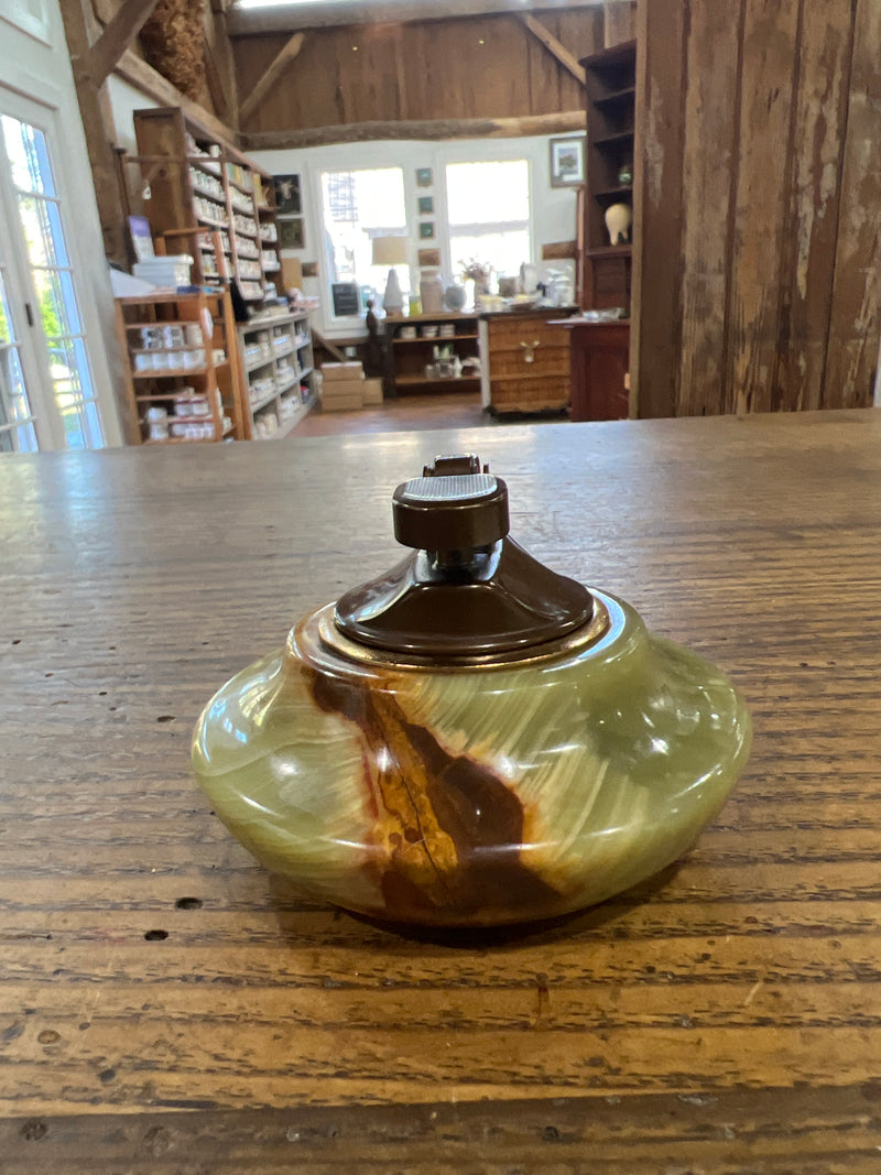 Vintage Kingsway Green + Brown Marble Table/Desk Lighter