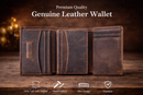 Leather Wallet for Men Handcrafted Distressed Trifold Wallet: Dark Brown